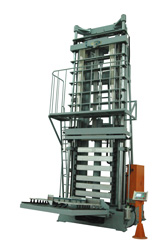 Low ceiling hydraulic ram expander with horizontal load door